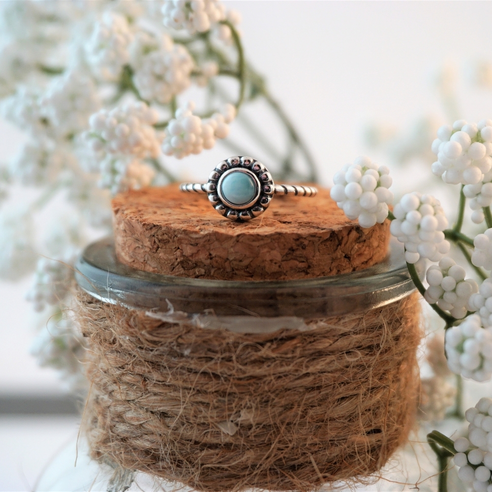 925 Sterling Silver Larimar Ring